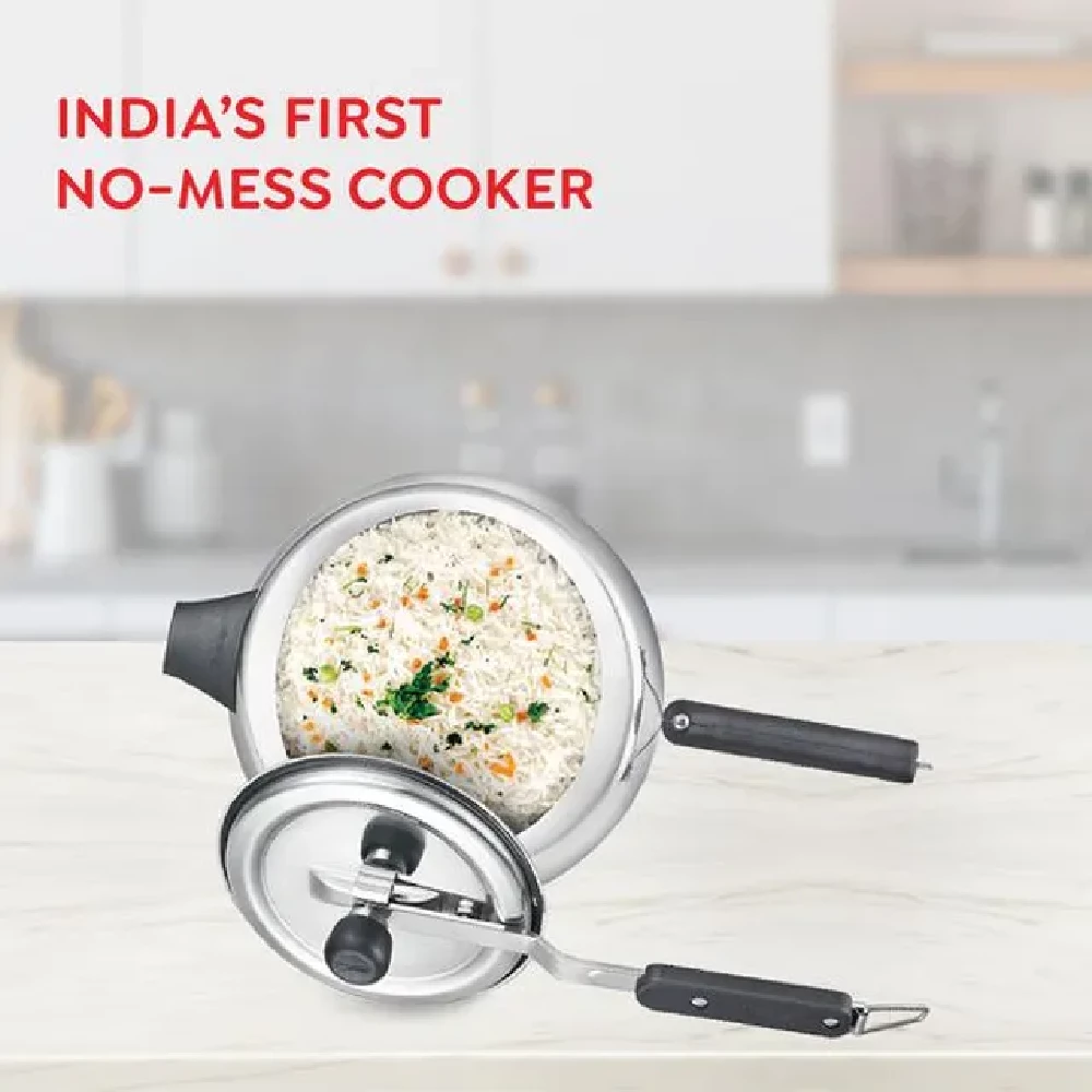 Prestige Nakshatra Plus Svachh Aluminium Spillage Control Handi Pressure Cooker - Silver, 5 l-2.webp